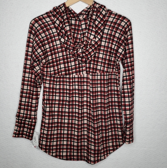 Lularoe Amber Womens Lightweight Pull Over Hoodie Kangaroo Pockets Plaid Sz S - Picture 9 of 12